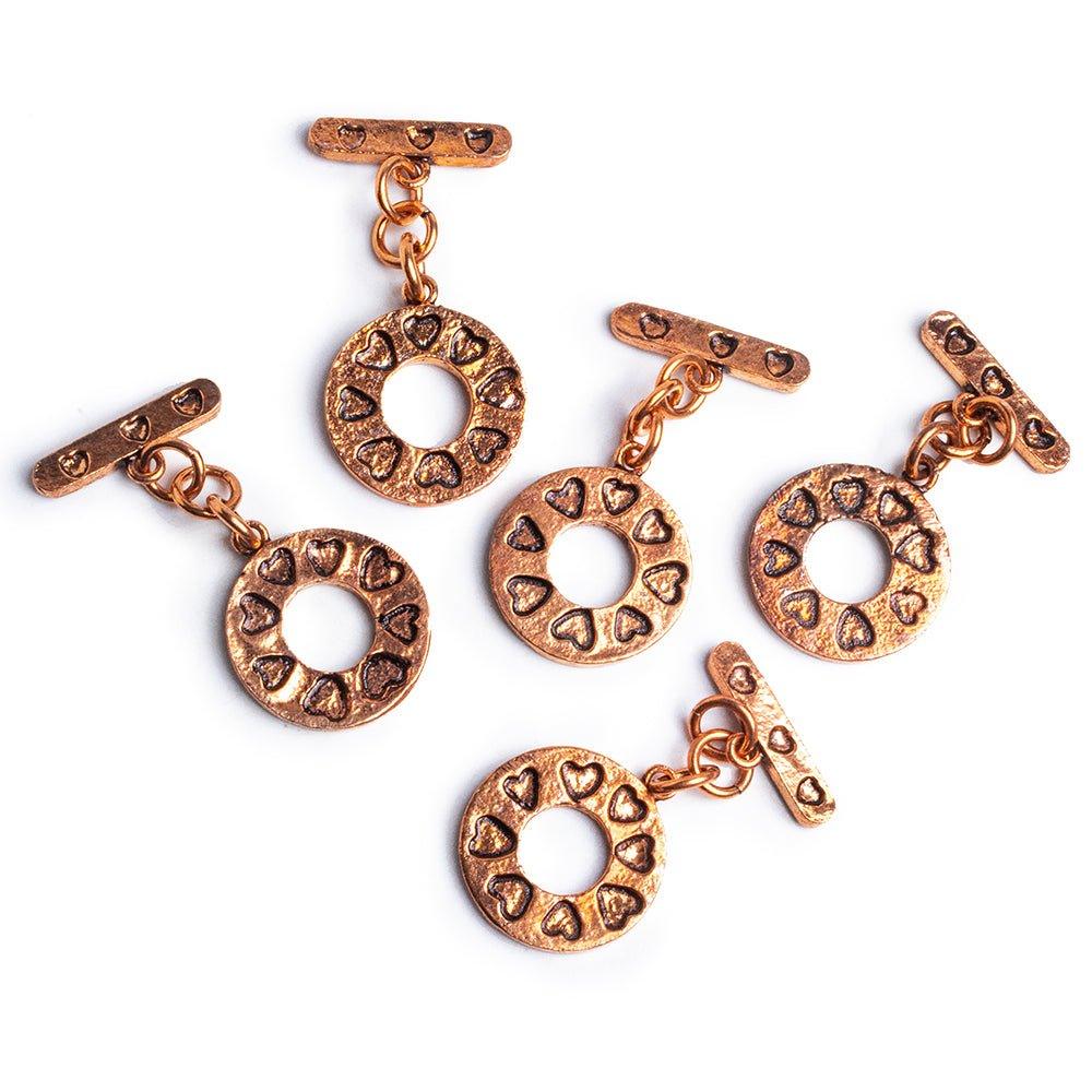 21mm Copper Heart Disc Toggle Set - The Bead Traders