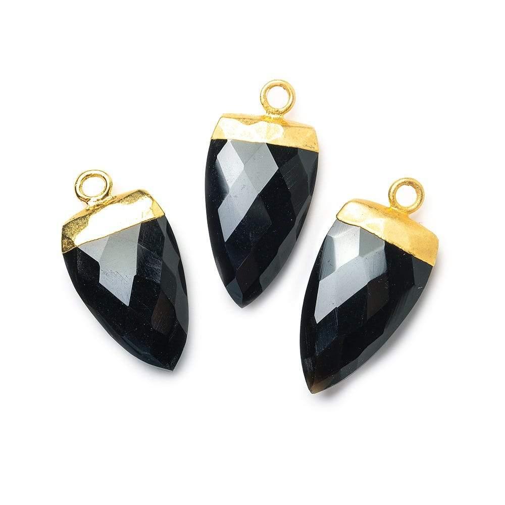 21x10mm Gold Leafed Black Chalcedony Point Pendant 1 piece - The Bead Traders