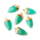 21x10mm Gold Leafed Green Onyx Point Pendant 1 piece - The Bead Traders