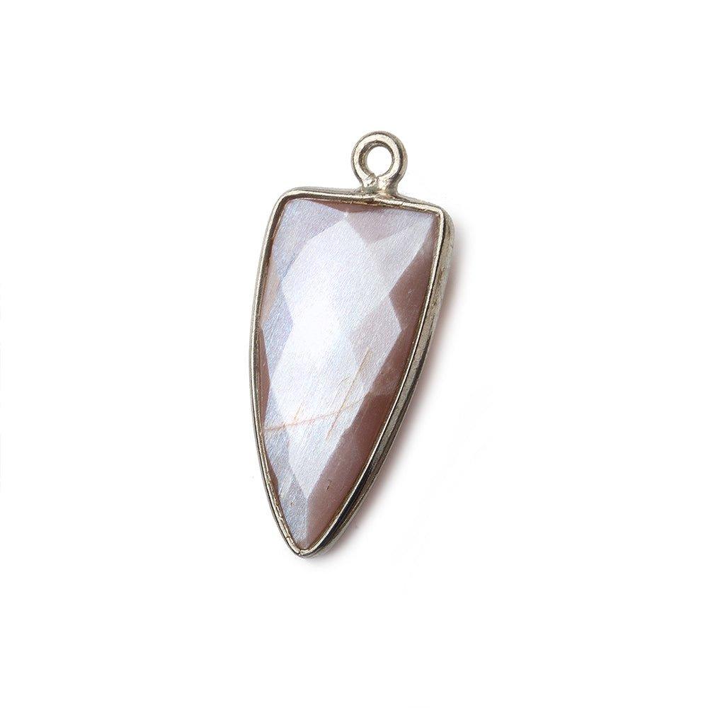21x11mm Black Gold Bezel Chocolate Moonstone faceted point Pendant - The Bead Traders