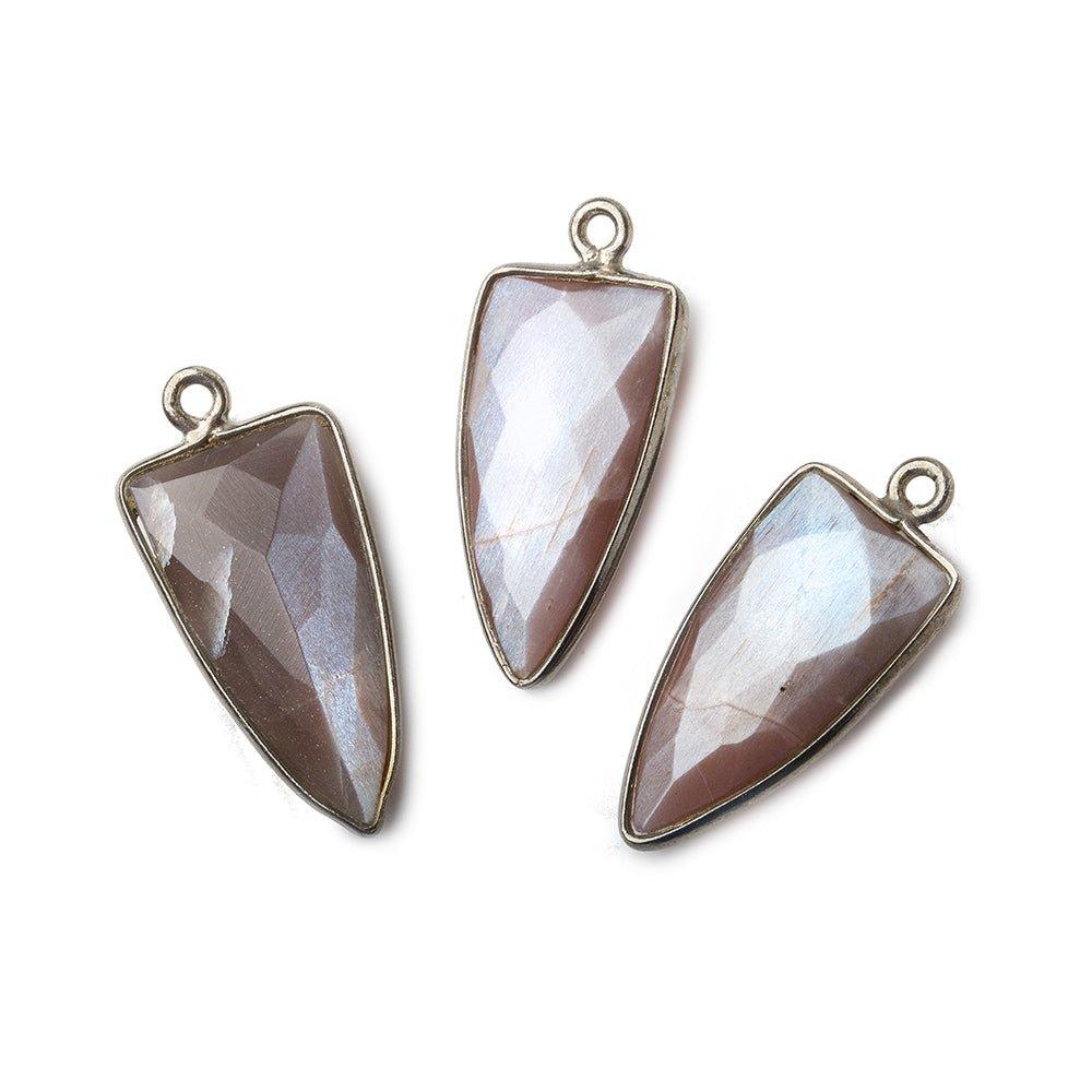 21x11mm Black Gold Bezel Chocolate Moonstone faceted point Pendant - The Bead Traders