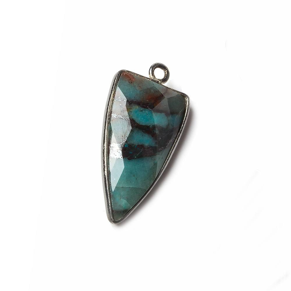 21x11mm Black Gold Bezel Chrysocolla faceted point 1 focal bead - The Bead Traders
