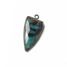 21x11mm Black Gold Bezel Chrysocolla faceted point 1 focal bead - The Bead Traders