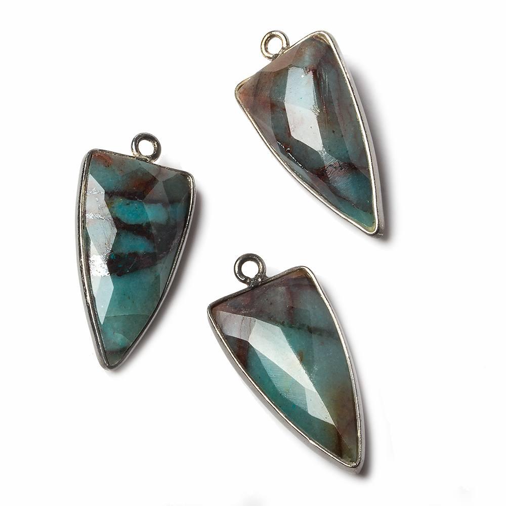 21x11mm Black Gold Bezel Chrysocolla faceted point 1 focal bead - The Bead Traders