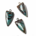 21x11mm Black Gold Bezel Chrysocolla faceted point 1 focal bead - The Bead Traders