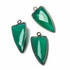 21x11mm Black Gold Bezel Green Onyx faceted point 1 focal bead - The Bead Traders