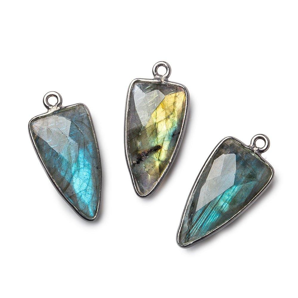 21x11mm Black Gold Bezel Labradorite faceted point Pendant 1 focal bead - The Bead Traders