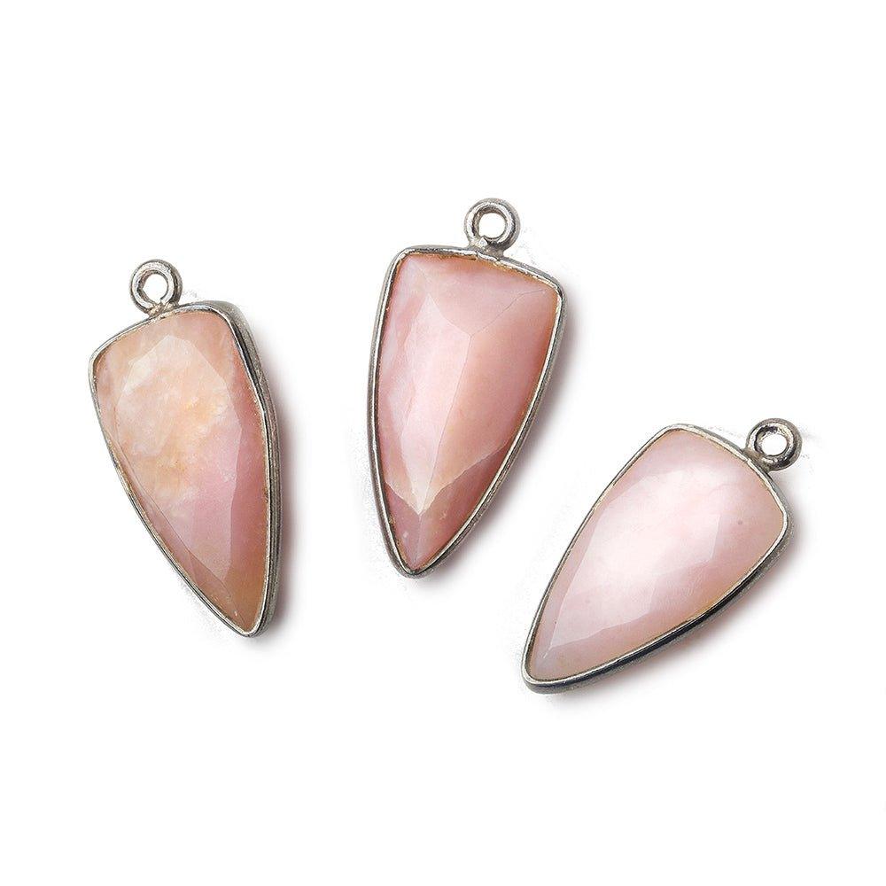 21x11mm Black Gold Bezel Pink Peruvian Opal faceted point - The Bead Traders