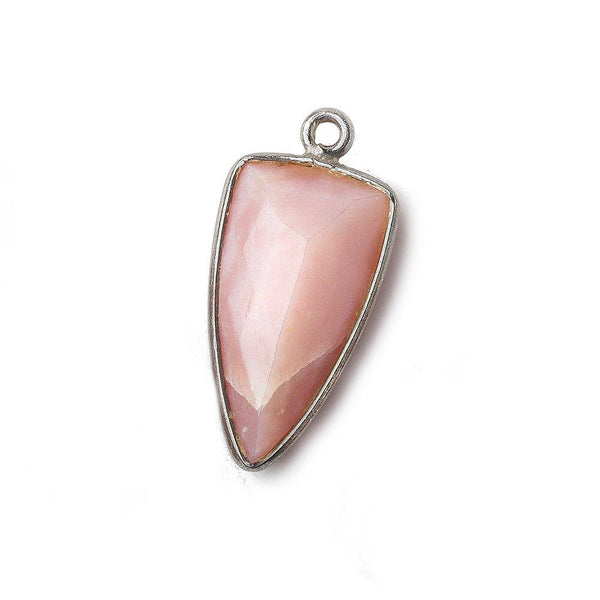 21x11mm Black Gold Bezeled Pink Peruvian Opal Faceted Point Pendant