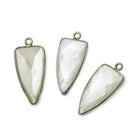 21x11mm Black Gold Bezel Platinum Grey Moonstone faceted point 1 focal bead - The Bead Traders