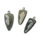 21x11mm Black Gold Bezel Platinum Grey Moonstone faceted point 1 focal bead - The Bead Traders
