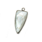 21x11mm Black Gold Bezel Platinum Grey Moonstone faceted point 1 focal bead - The Bead Traders