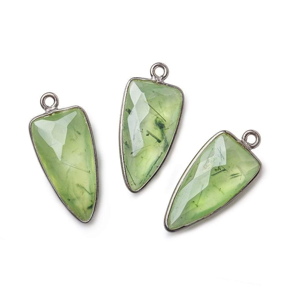 21x11mm Black Gold Bezel Prehnite faceted point 1 focal bead - The Bead Traders