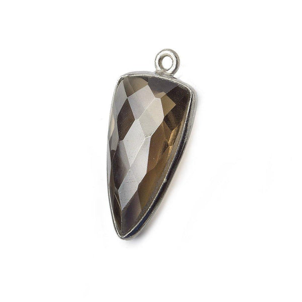 21x11mm Black Gold Bezel Smoky Quartz faceted point 1 focal bead