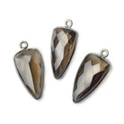 21x11mm Black Gold Bezel Smoky Quartz faceted point 1 focal bead - The Bead Traders