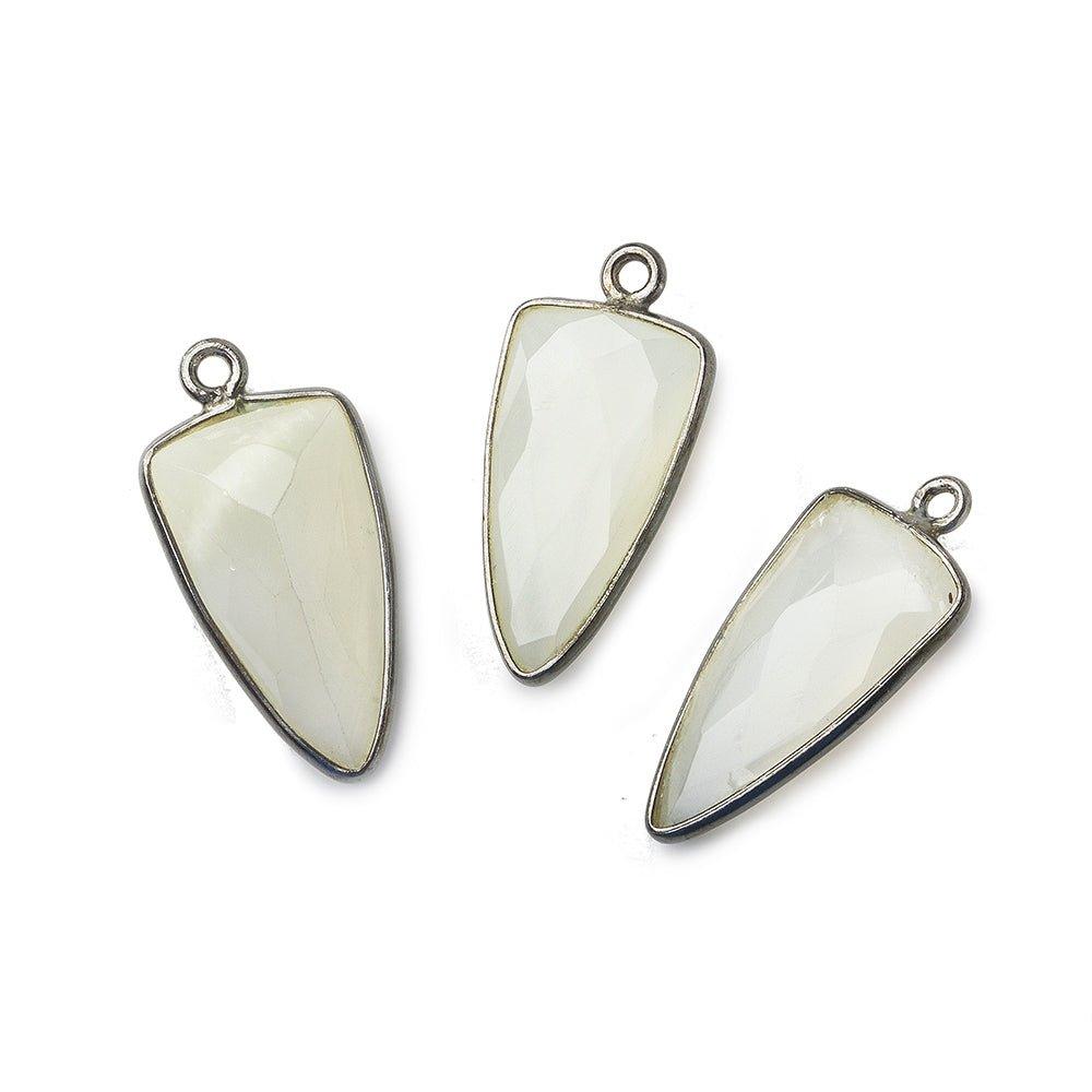 21x11mm Black Gold Bezel White Moonstone faceted point Pendant 1 focal bead - The Bead Traders