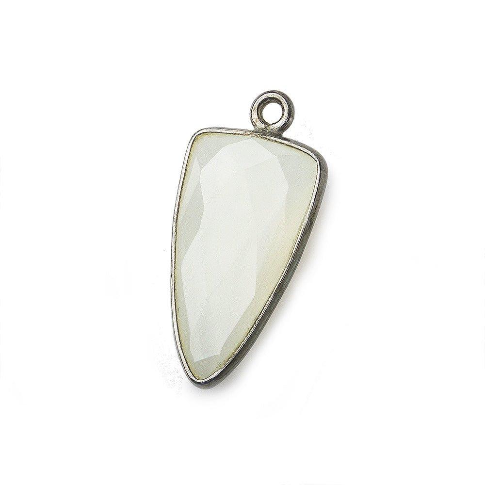 21x11mm Black Gold Bezel White Moonstone faceted point Pendant 1 focal bead - The Bead Traders