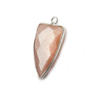 21x11mm Silver Bezel Angel Skin Peach Moonstone faceted point - The Bead Traders