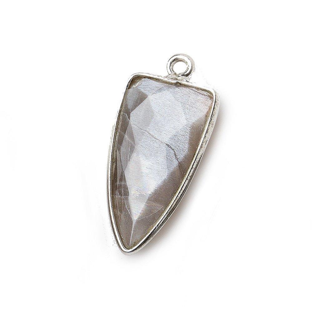 21x11mm Silver Bezel Chocolate Moonstone faceted point 1 focal bead - The Bead Traders