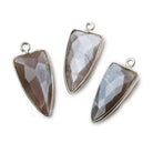 21x11mm Silver Bezel Chocolate Moonstone faceted point 1 focal bead - The Bead Traders