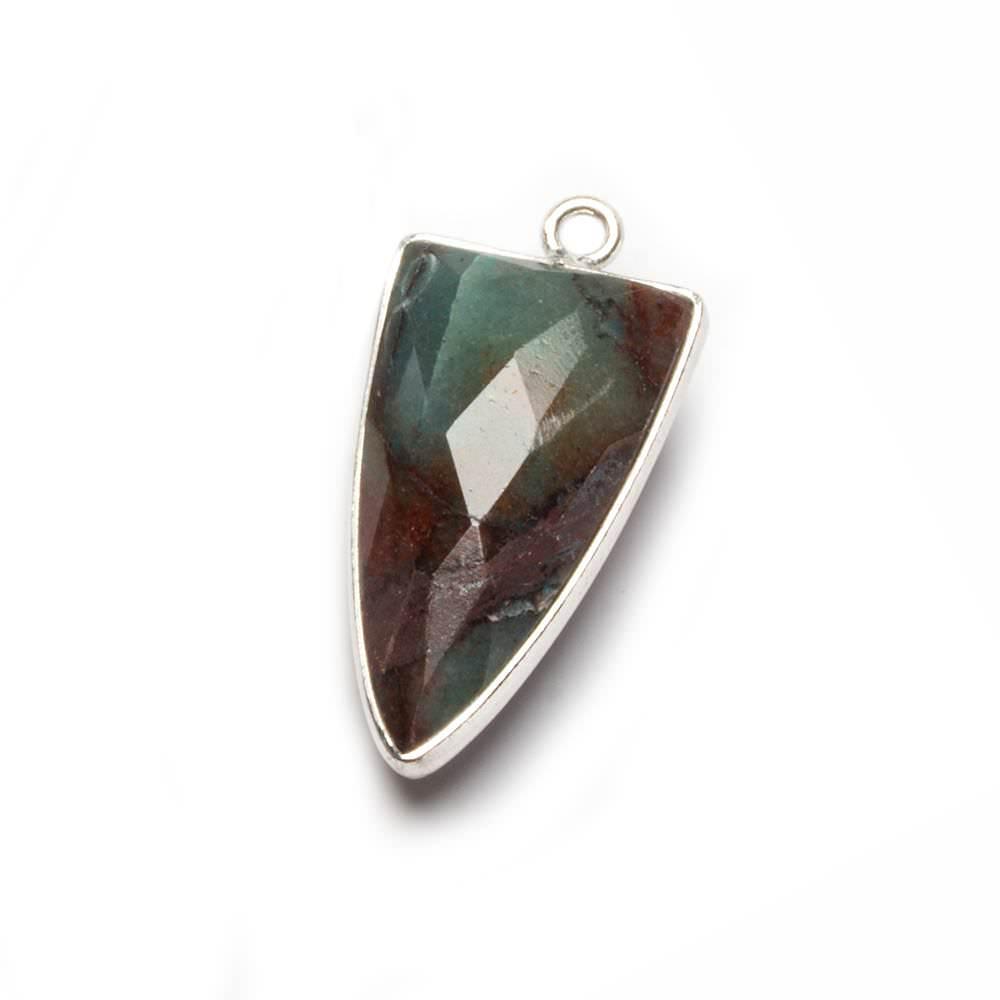 21x11mm Silver Bezel Chrysocolla faceted point 1 focal bead - The Bead Traders