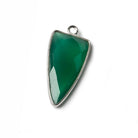 21x11mm Silver Bezel Green Onyx faceted point 1 focal bead - The Bead Traders