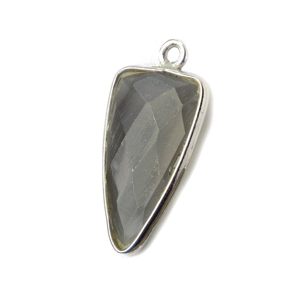 21x11mm Silver Bezel Platinum Grey Moonstone faceted point 1 focal bead - The Bead Traders
