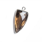 21x11mm Silver Bezel Smoky Quartz faceted point 1 focal bead - The Bead Traders