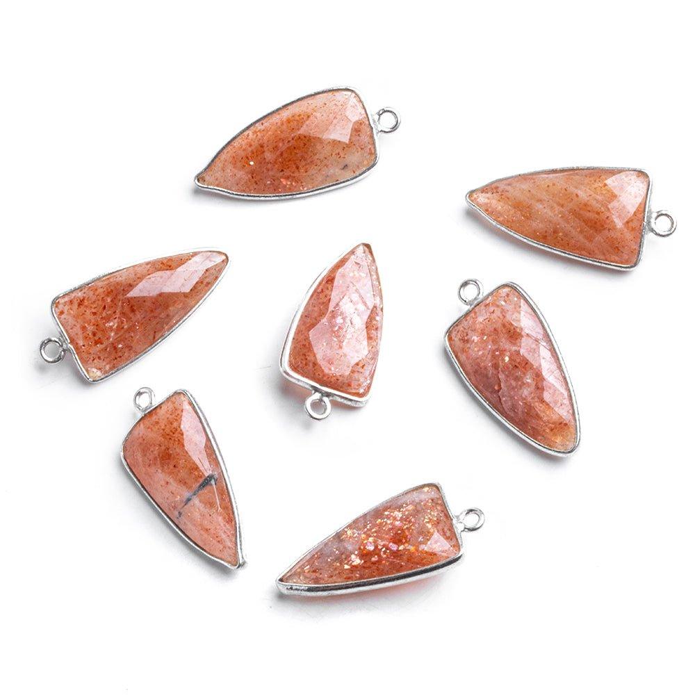 21x11mm Silver Bezel Sunstone faceted point 1 focal bead - The Bead Traders
