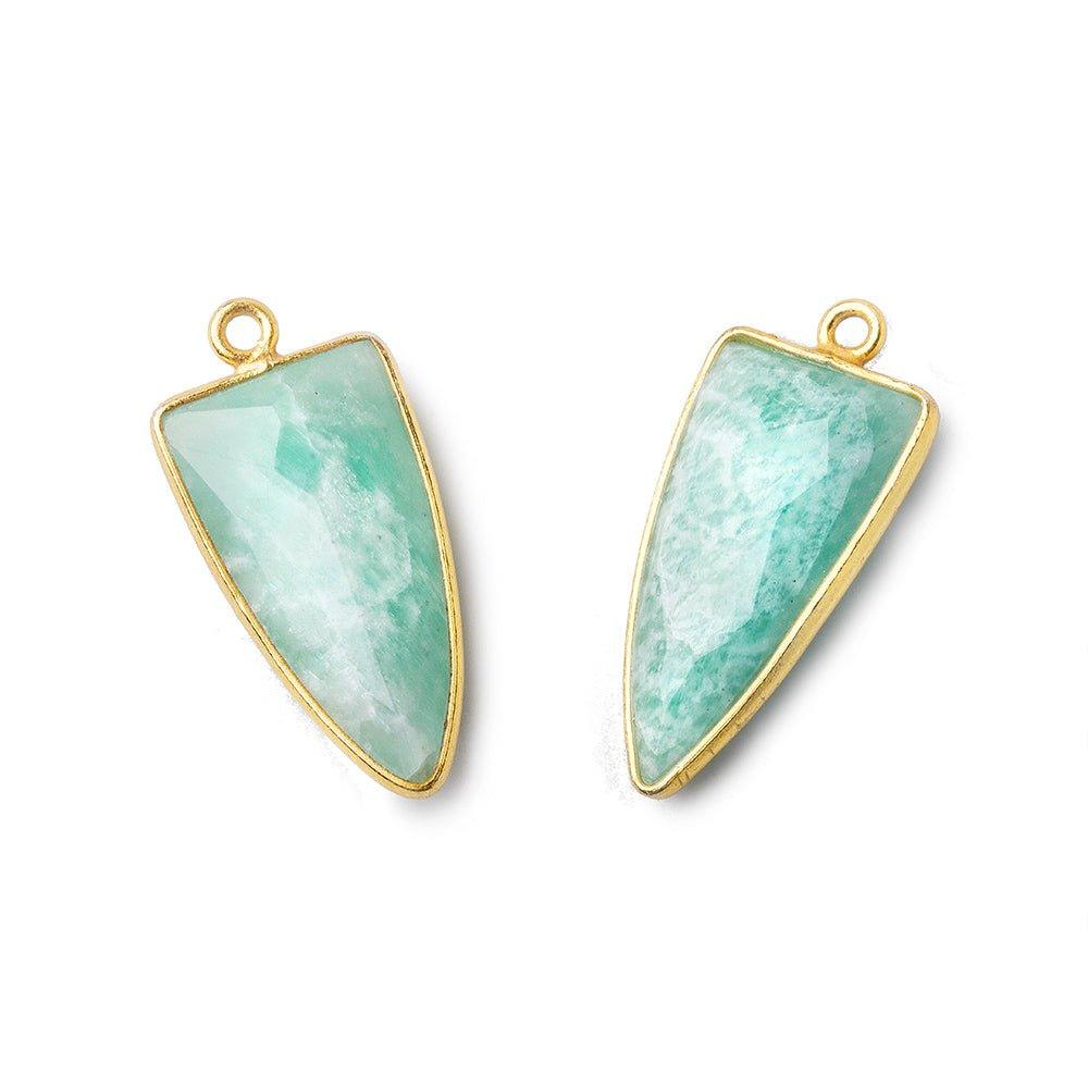 21x11mm Vermeil Bezel Amazonite faceted point 1 focal bead - The Bead Traders