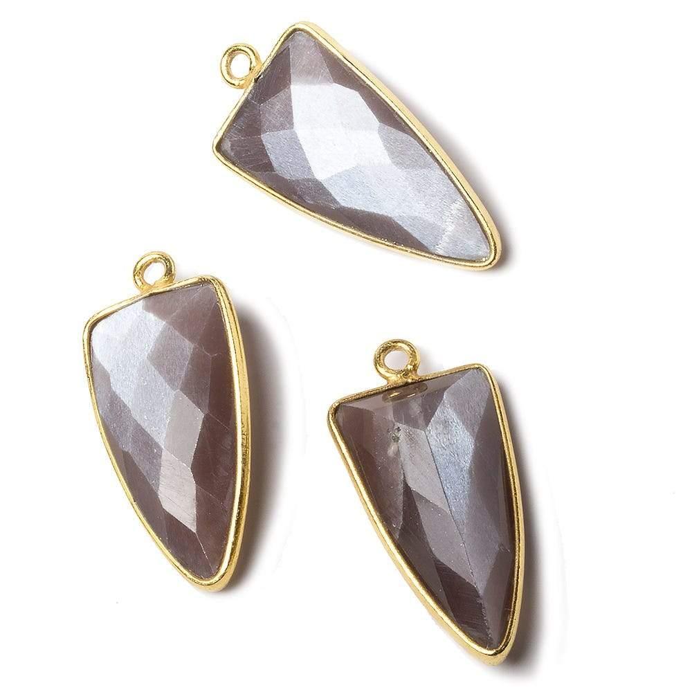 21x11mm Vermeil Bezel Chocolate Moonstone faceted point 1 focal bead - The Bead Traders