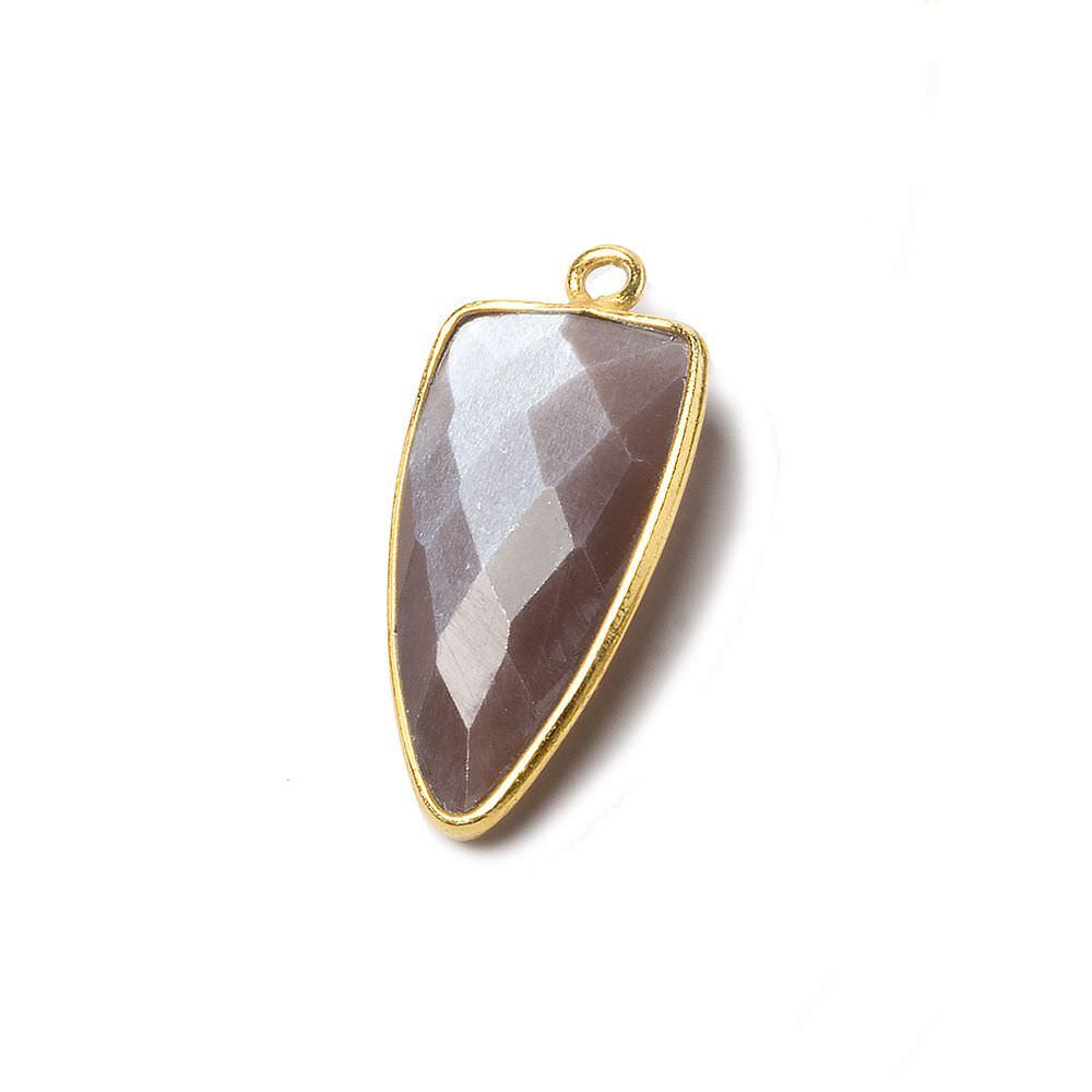 21x11mm Vermeil Bezel Chocolate Moonstone faceted point 1 focal bead - The Bead Traders