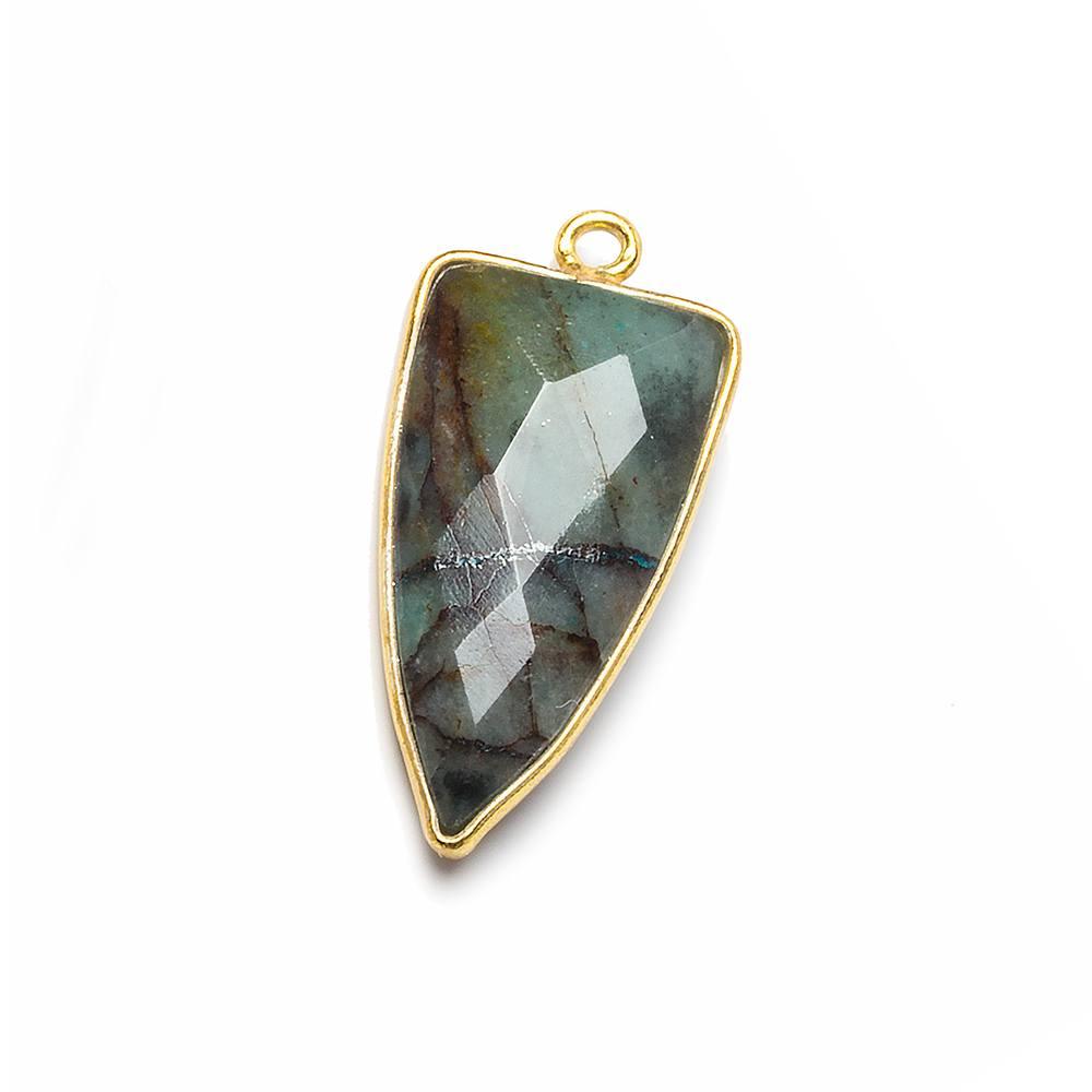 21x11mm Vermeil Bezel Chrysocolla faceted point 1 focal bead - The Bead Traders