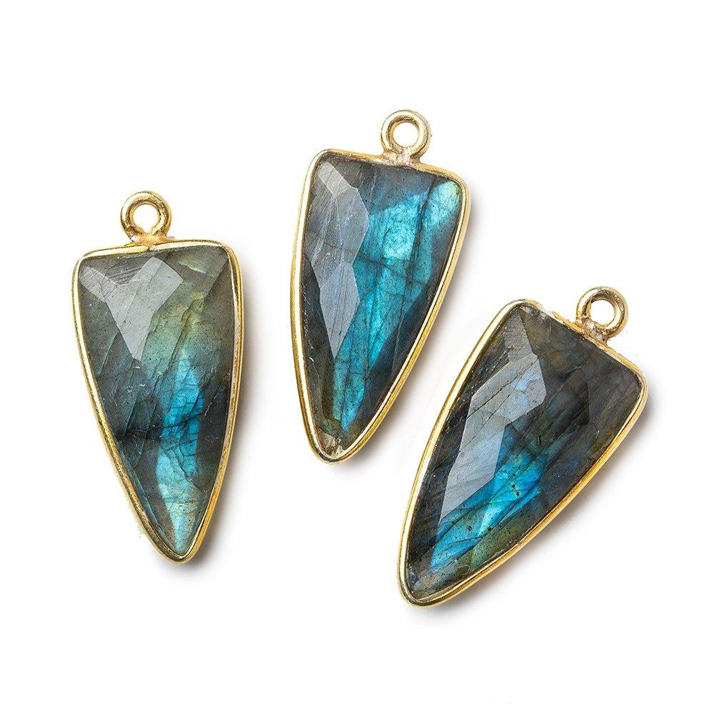 21x11mm Vermeil Bezel Labradorite faceted point Pendant 1 focal bead - The Bead Traders