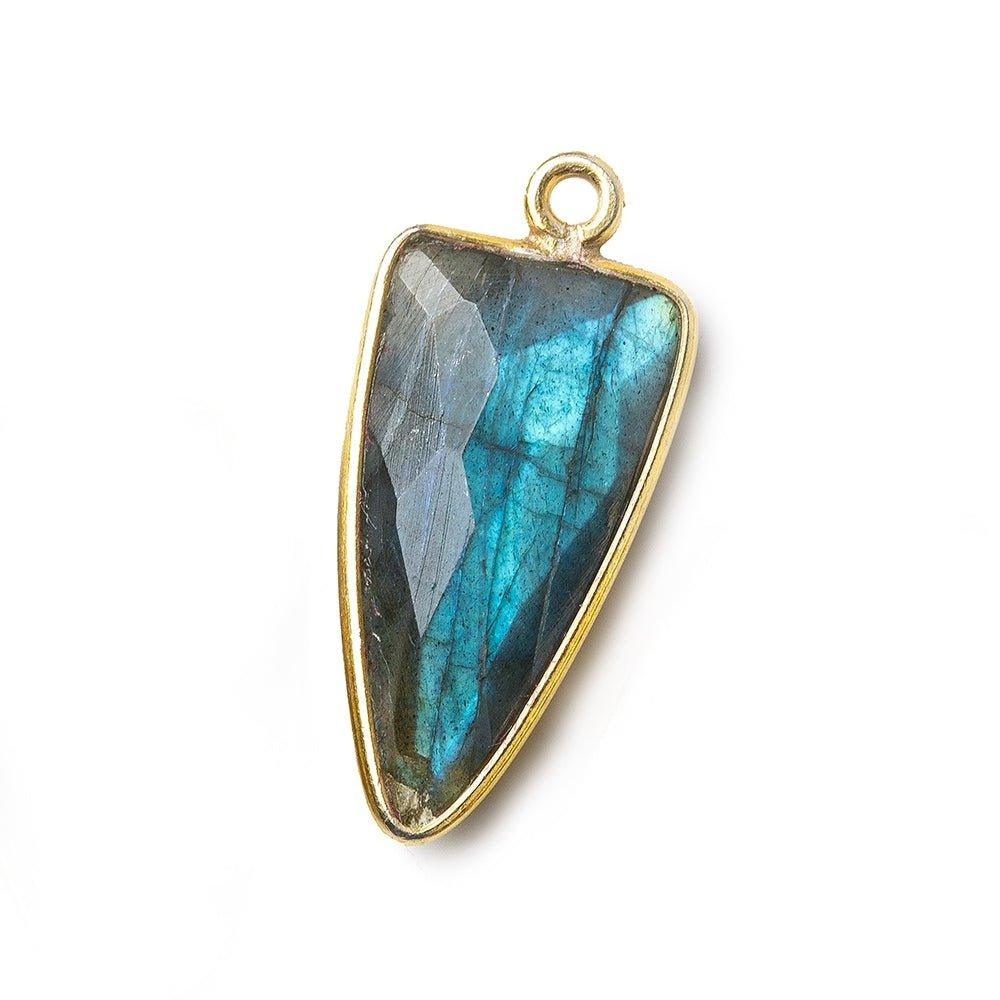 21x11mm Vermeil Bezel Labradorite faceted point Pendant 1 focal bead - The Bead Traders