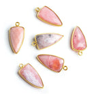 21x11mm Vermeil Bezel Pink Peruvian Opal faceted point - The Bead Traders
