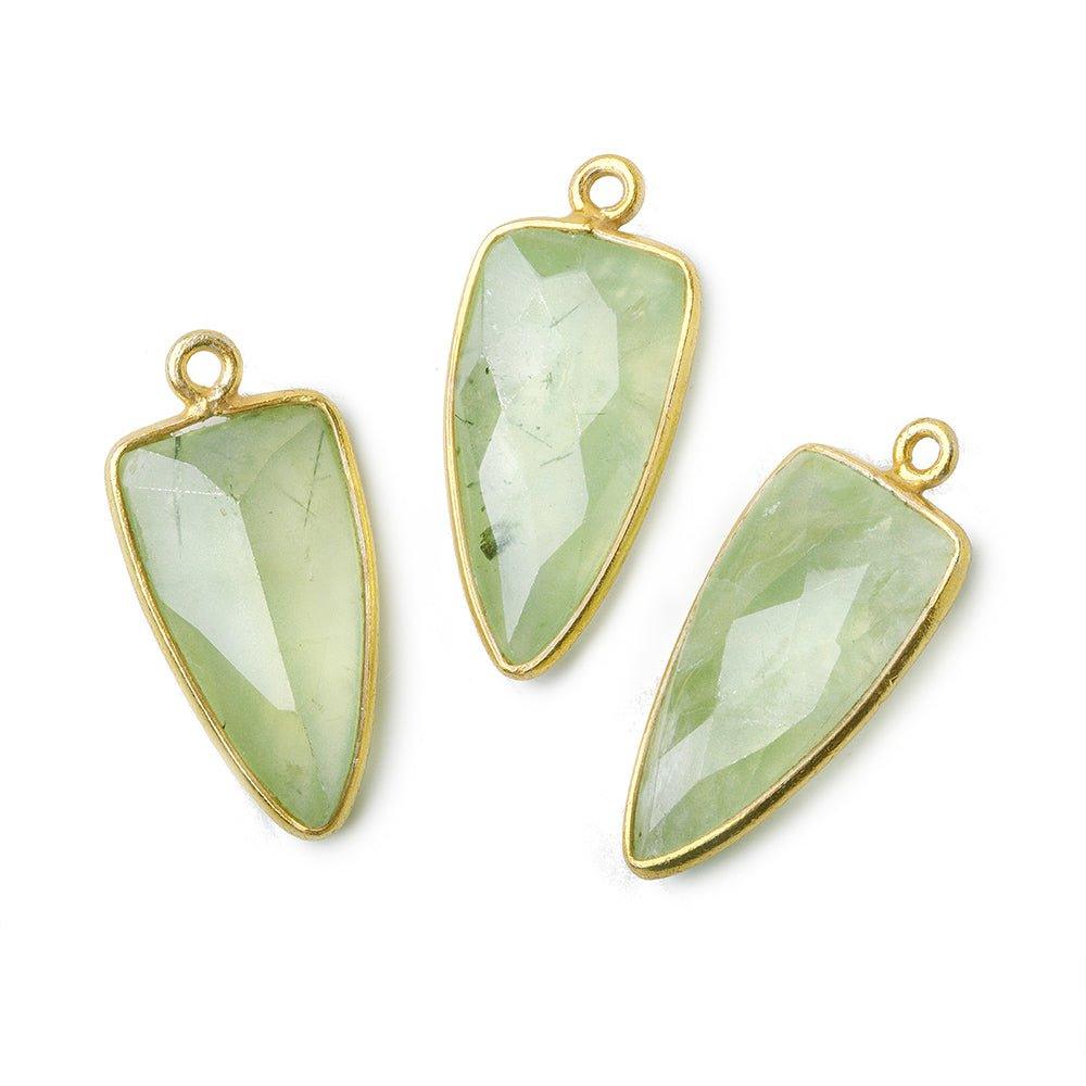 21x11mm Vermeil Bezel Prehnite faceted point 1 focal bead - The Bead Traders