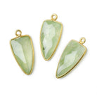 21x11mm Vermeil Bezel Prehnite faceted point 1 focal bead - The Bead Traders