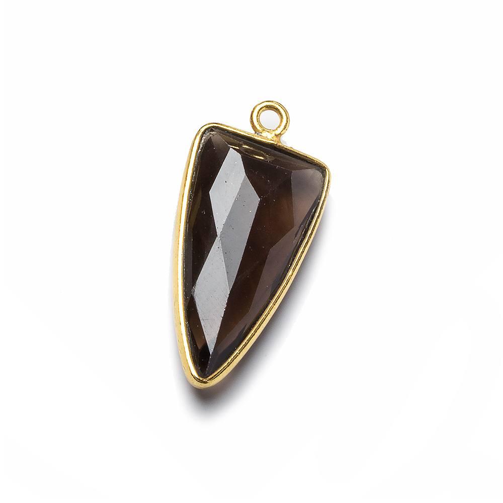 21x11mm Vermeil Bezel Smoky Quartz faceted point 1 focal bead - The Bead Traders