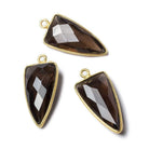 21x11mm Vermeil Bezel Smoky Quartz faceted point 1 focal bead - The Bead Traders