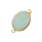 21x14mm Pale Green Oval Drusy Vermeil Bezel 2 ring Connector 1 piece - The Bead Traders