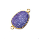 21x14mm Purple Oval Drusy Vermeil Bezel 2 ring Connector 1 piece - The Bead Traders