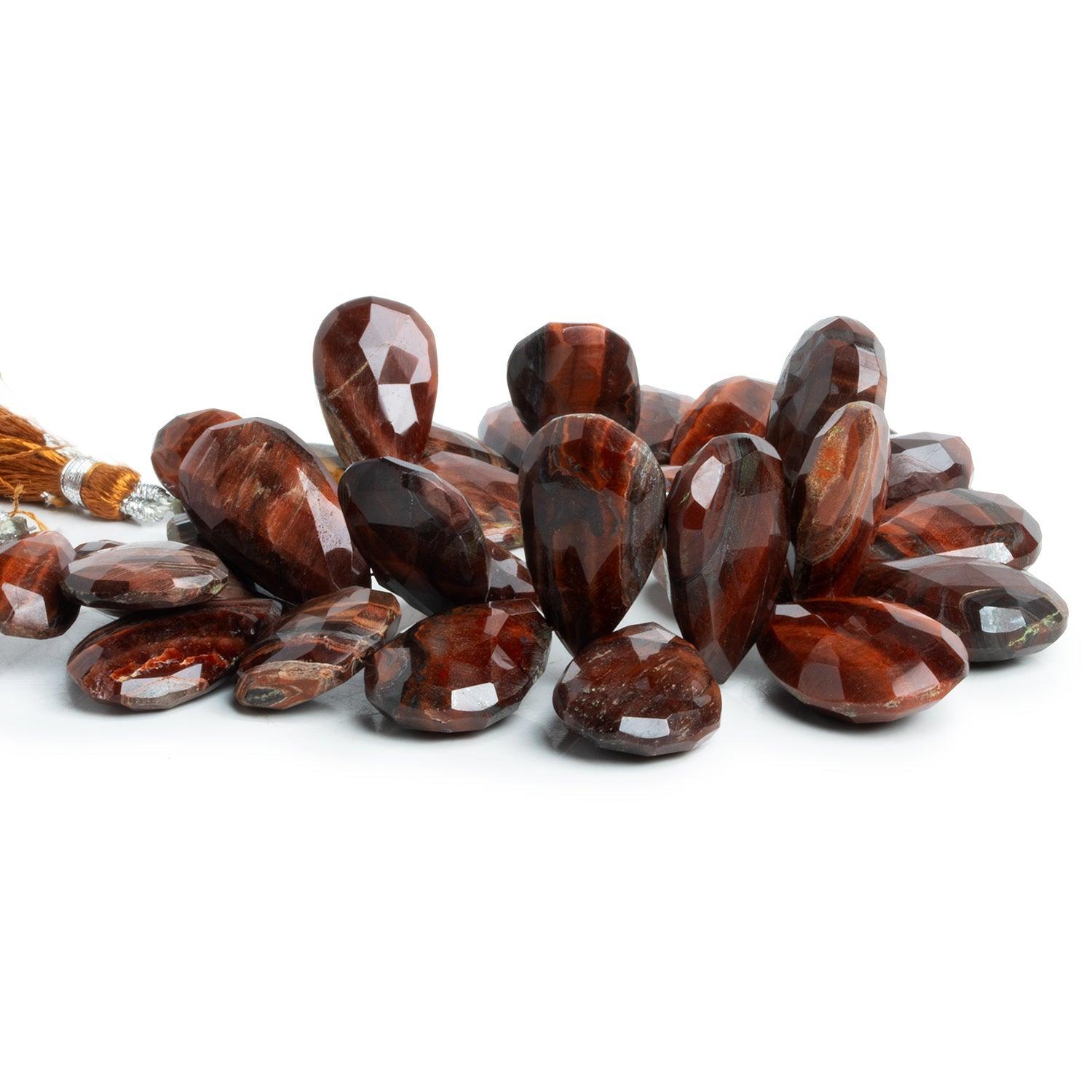 21x14mm Red Tiger's Eye Faceted Pears 8 inch 31 beads - The Bead Traders