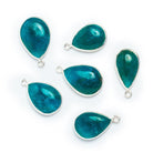 21x14mm Silver Bezeled Apatite Pear Pendant 1 Bead - The Bead Traders