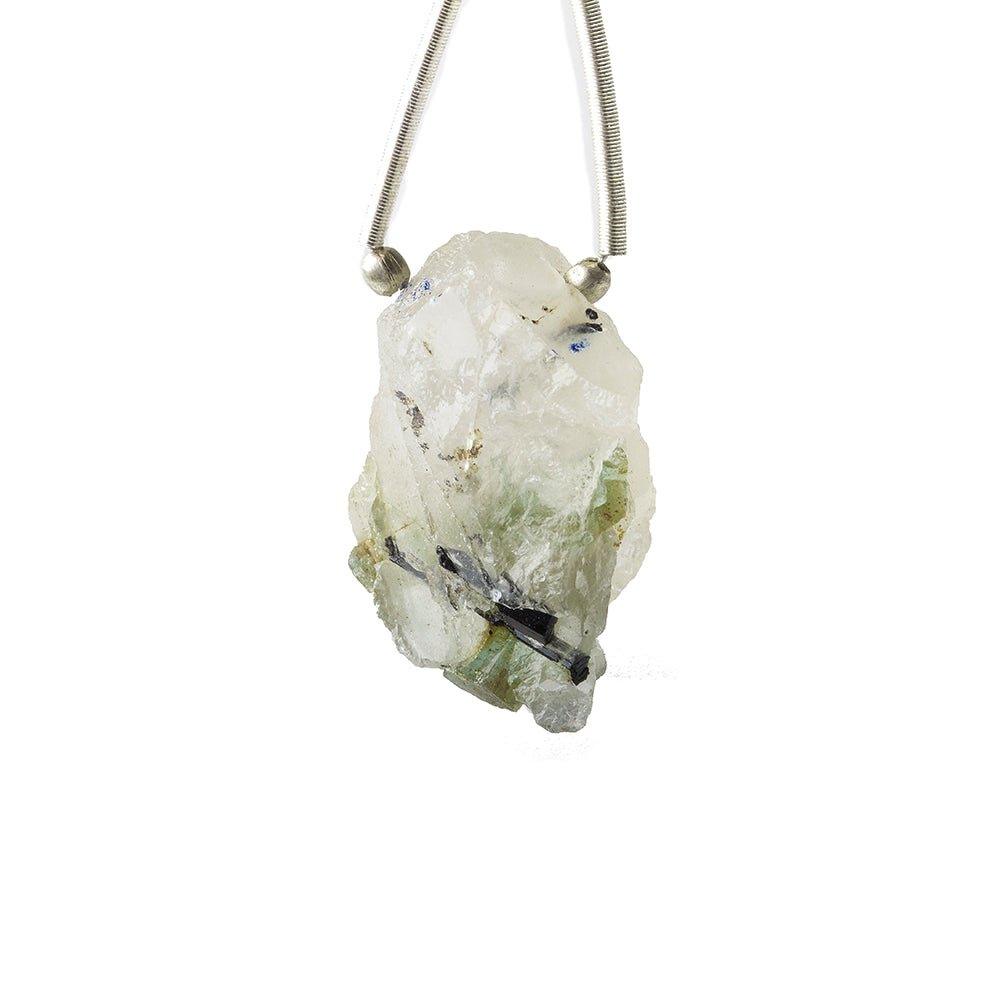 21x15mm Black Tourmalinated Quartz Natural Crystal Cluster Pendant 1 piece - The Bead Traders