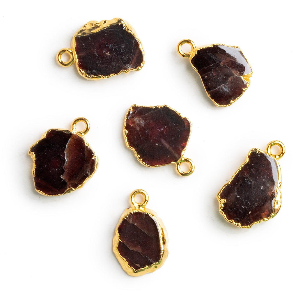 21x15mm Gold Leafed Garnet Slice Pendant 1 Bead - The Bead Traders