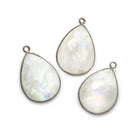 21x16mm Black Gold .925 bezel Rainbow Moonstone Faceted Pear - The Bead Traders