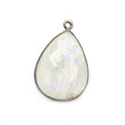 21x16mm Black Gold .925 bezel Rainbow Moonstone Faceted Pear - The Bead Traders