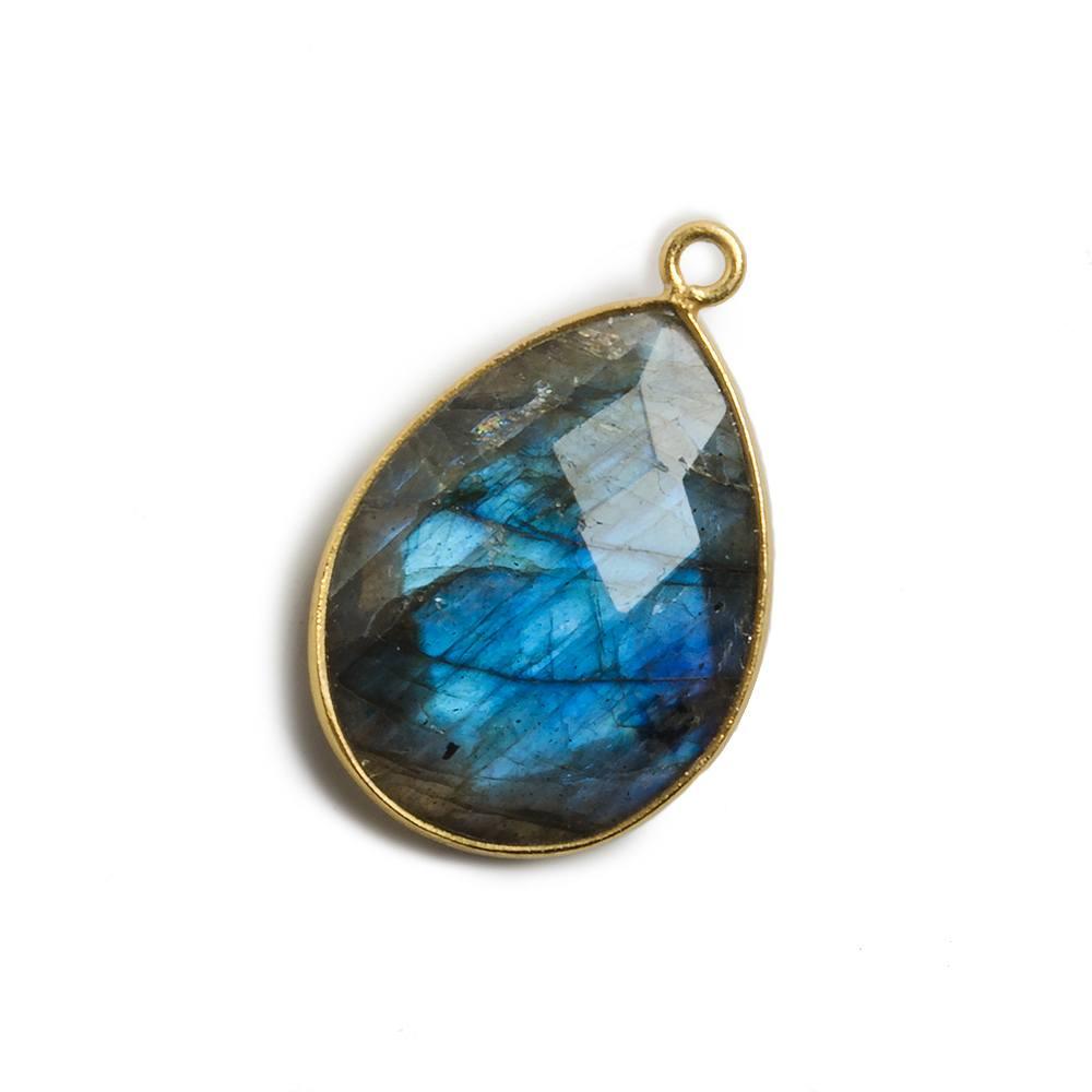 21x16mm Vermeil Bezel Labradorite faceted pear 1 ring Charm Pendant 1 pc - The Bead Traders
