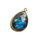 21x16mm Vermeil Bezel Labradorite faceted pear 1 ring Charm Pendant 1 pc - The Bead Traders